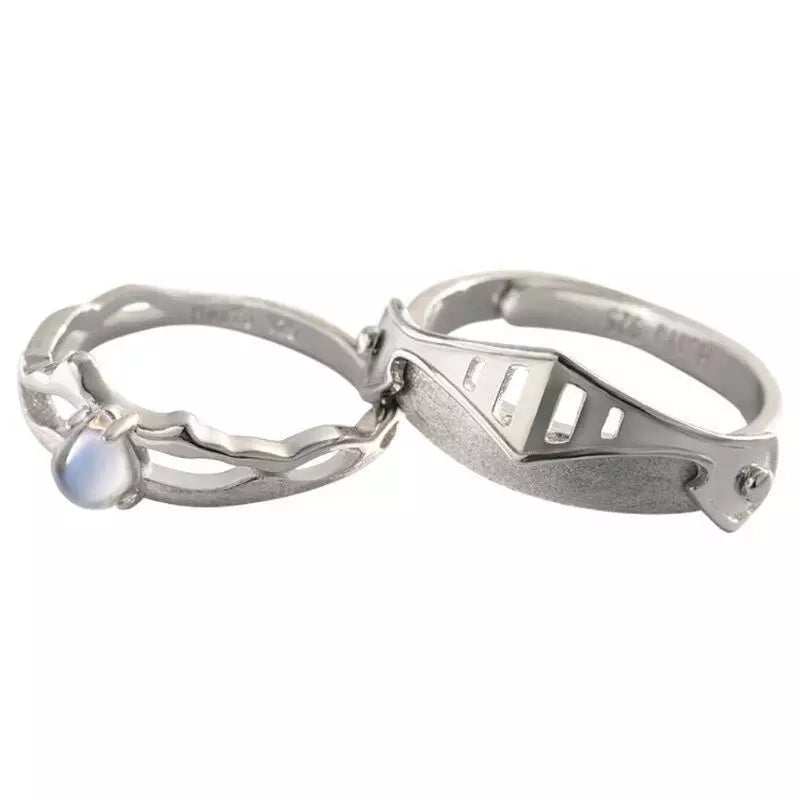 Anillos de pareja Caballero y princesa Chapa de plata s925 (Ajustables)