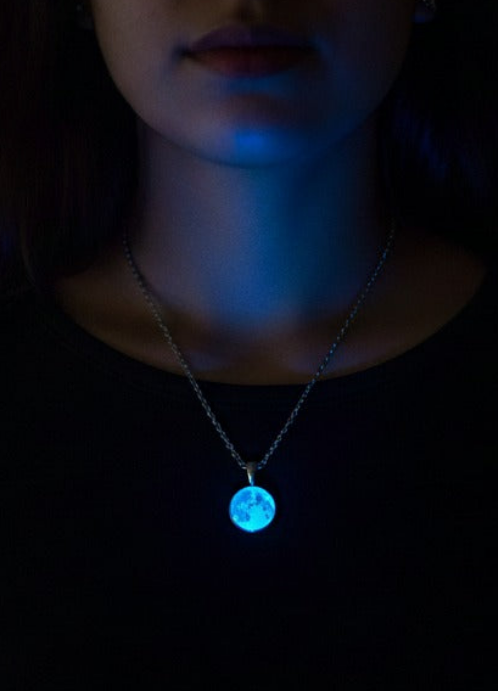 Collar de luna mini 14mm Brilla en la oscuridad 🌑🌓~