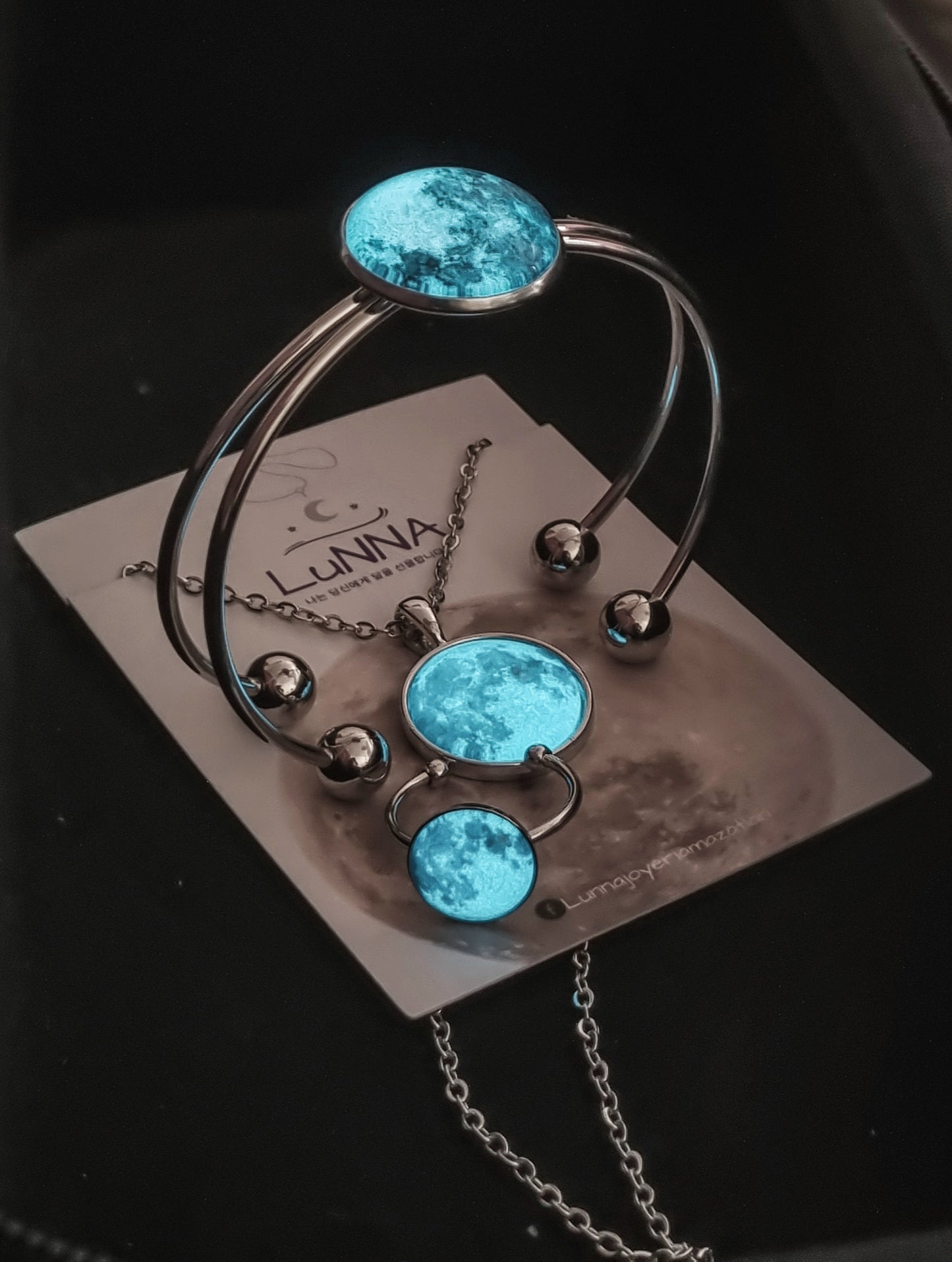 Conjunto: Collar / pulsera / anillo / Luna Brilla En Oscuridad