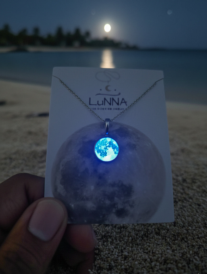Collar de luna mini 14mm Brilla en la oscuridad 🌑🌓~