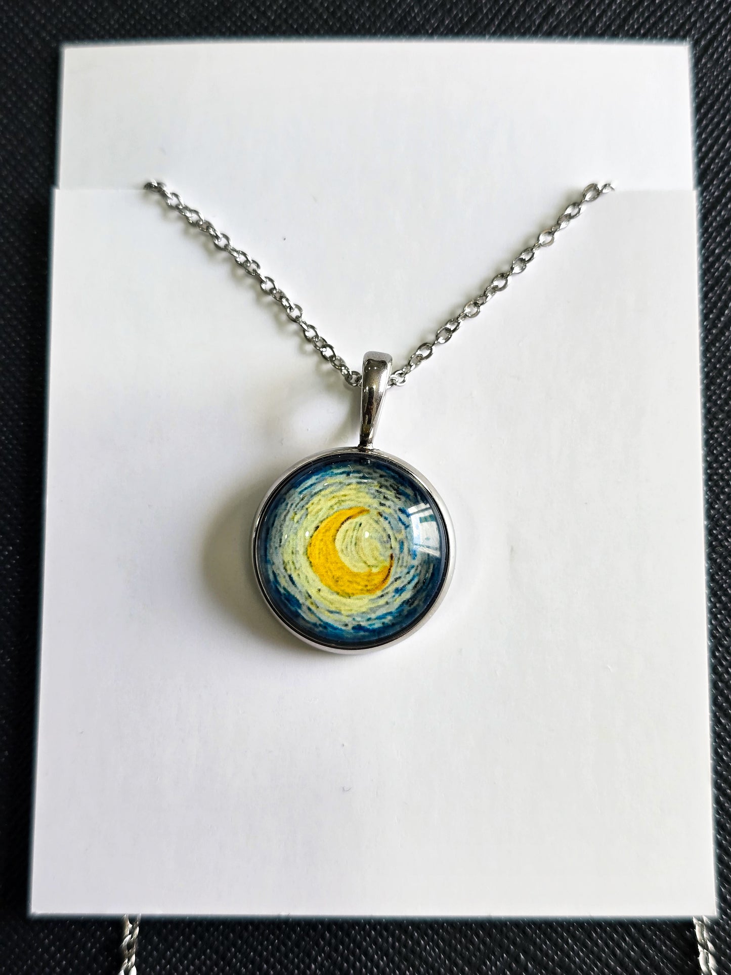 Collar luna de Vangogh 20mm brillo azul