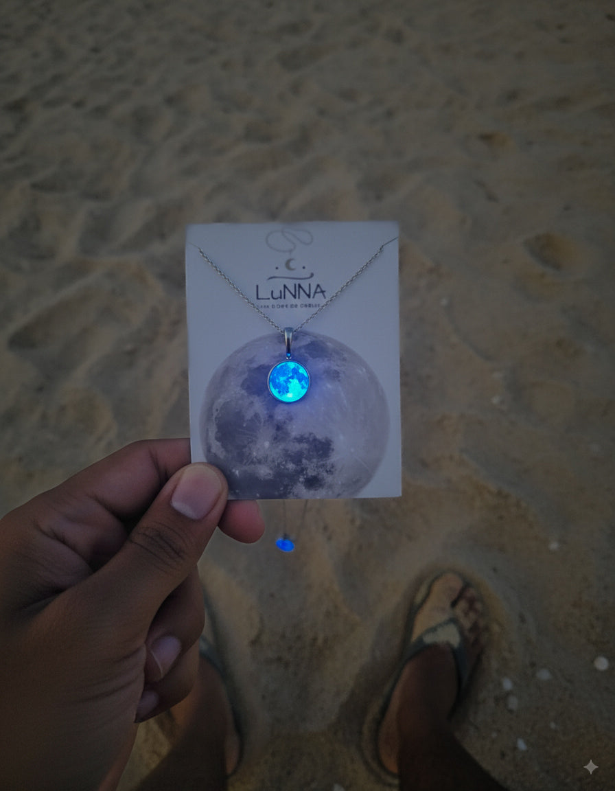 Collar de luna mini 14mm Brilla en la oscuridad 🌑🌓~