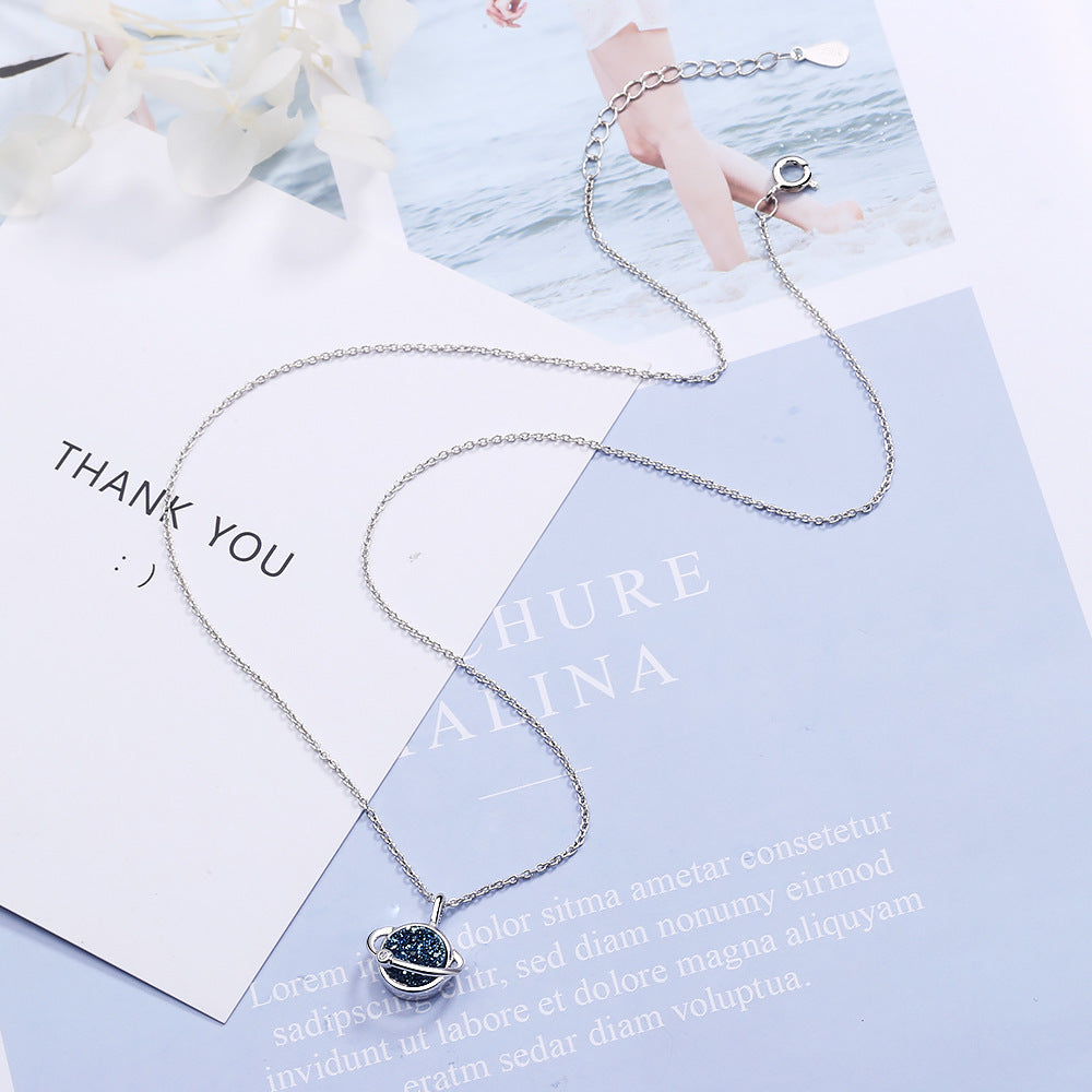 Collar Saturno y su luna Plata  s925