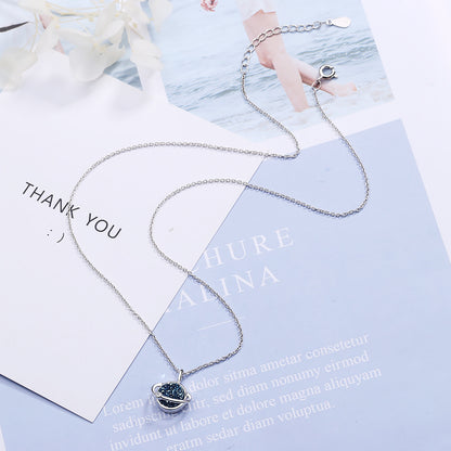 Collar Saturno y su luna Plata  s925
