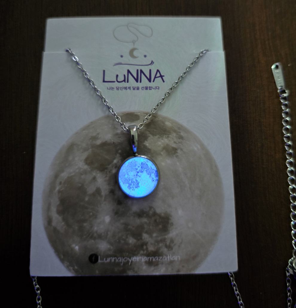Collar de luna mini 14mm Brilla en la oscuridad 🌑🌓~