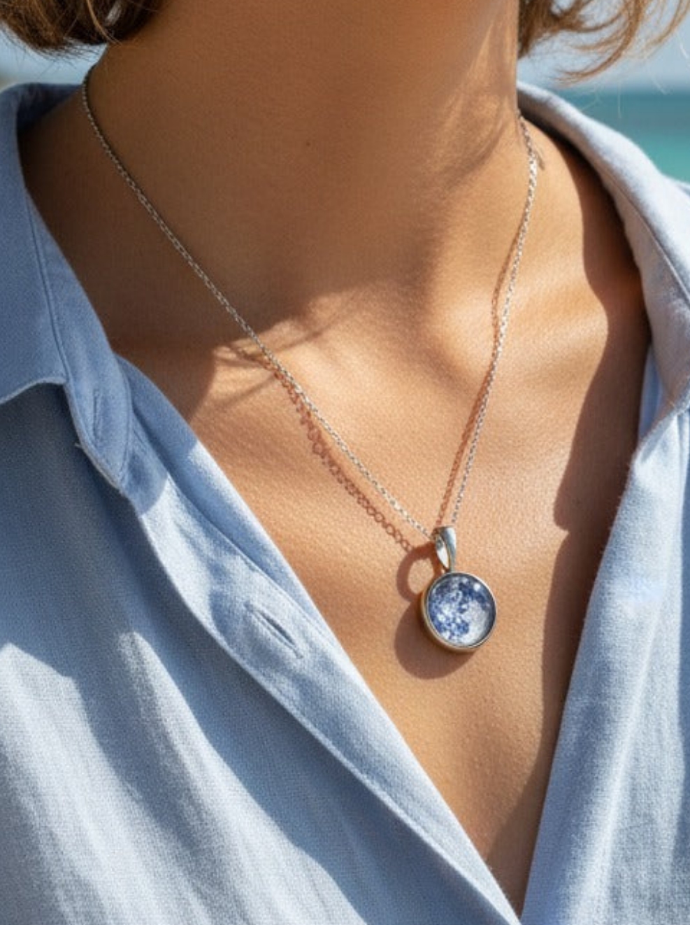 Collar de luna mini 14mm Brilla en la oscuridad 🌑🌓~