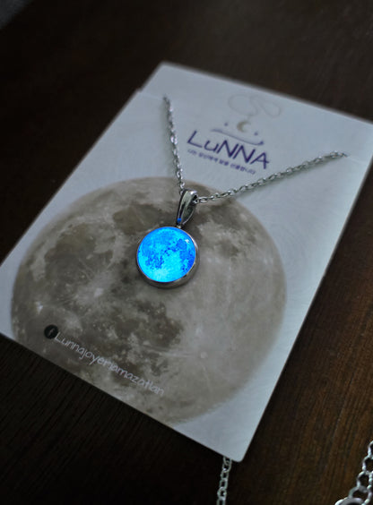 Collar de luna mini 14mm Brilla en la oscuridad 🌑🌓~
