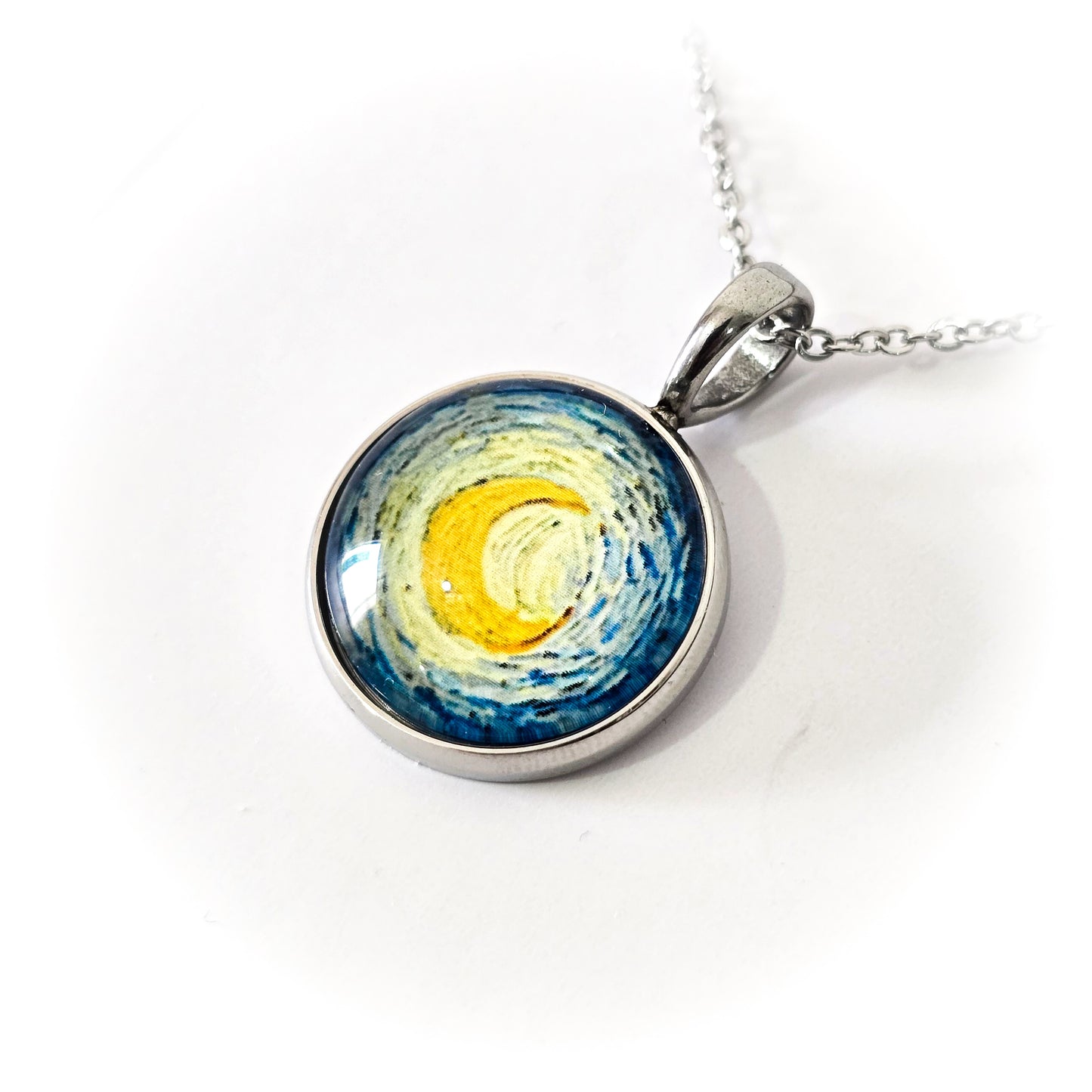 Collar luna de Vangogh 20mm brillo azul