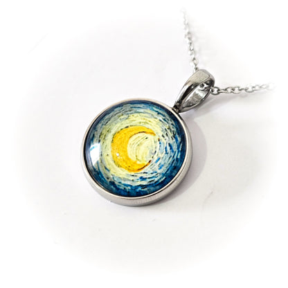 Collar luna de Vangogh 20mm brillo azul