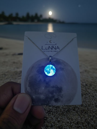 Collar de luna mini 14mm Brilla en la oscuridad 🌑🌓~