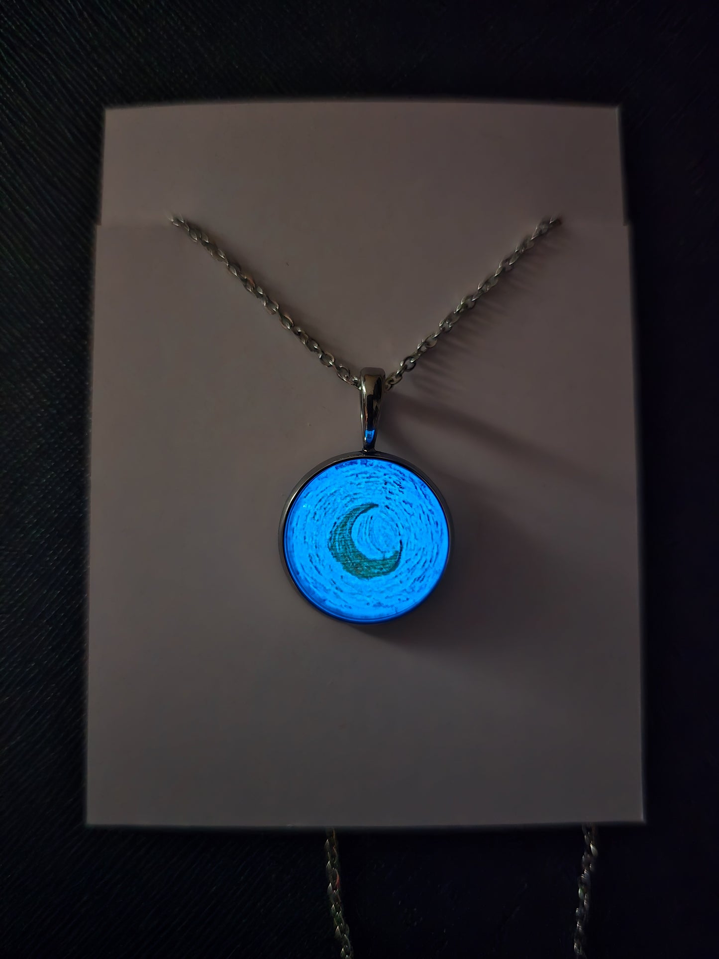 Collar luna de Vangogh 20mm brillo azul