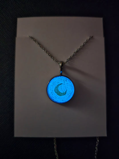Collar luna de Vangogh 20mm brillo azul