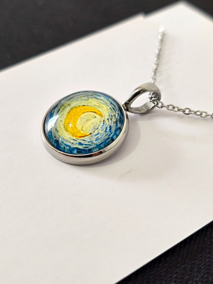 Collar luna de Vangogh 20mm brillo azul