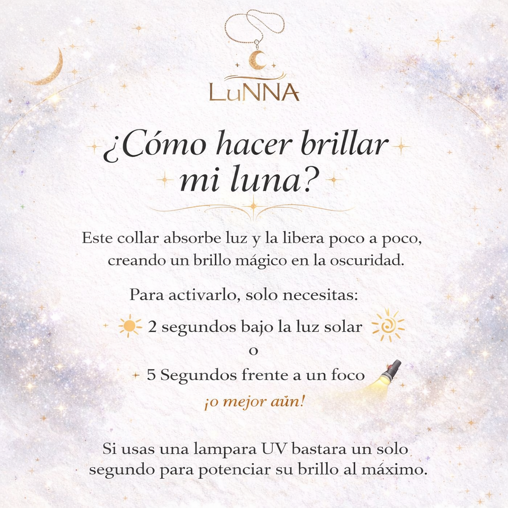 Collar de Luna 18mm - Brilla En Oscuridad - Acero inoxidable calidad 316L
