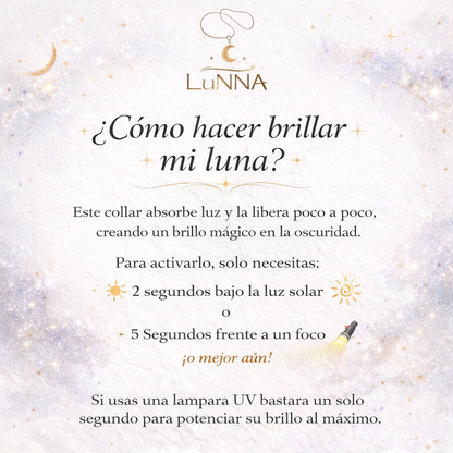 Collar de Luna 18mm - Brilla En Oscuridad - Acero inoxidable calidad 316L