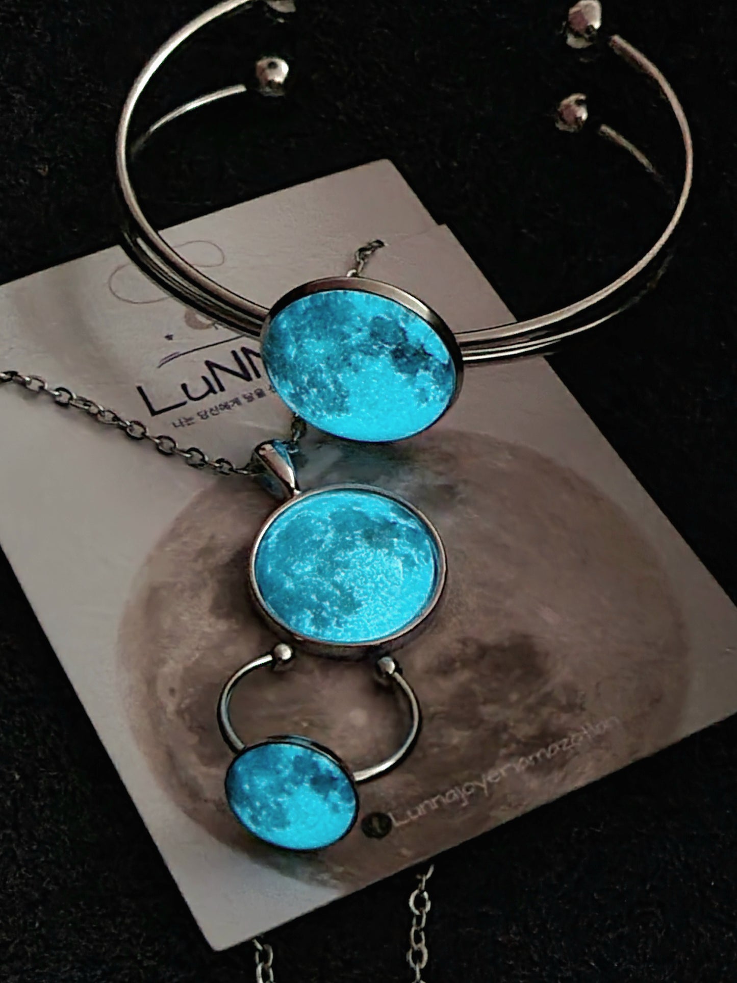 Conjunto: Collar / pulsera / anillo / Luna Brilla En Oscuridad