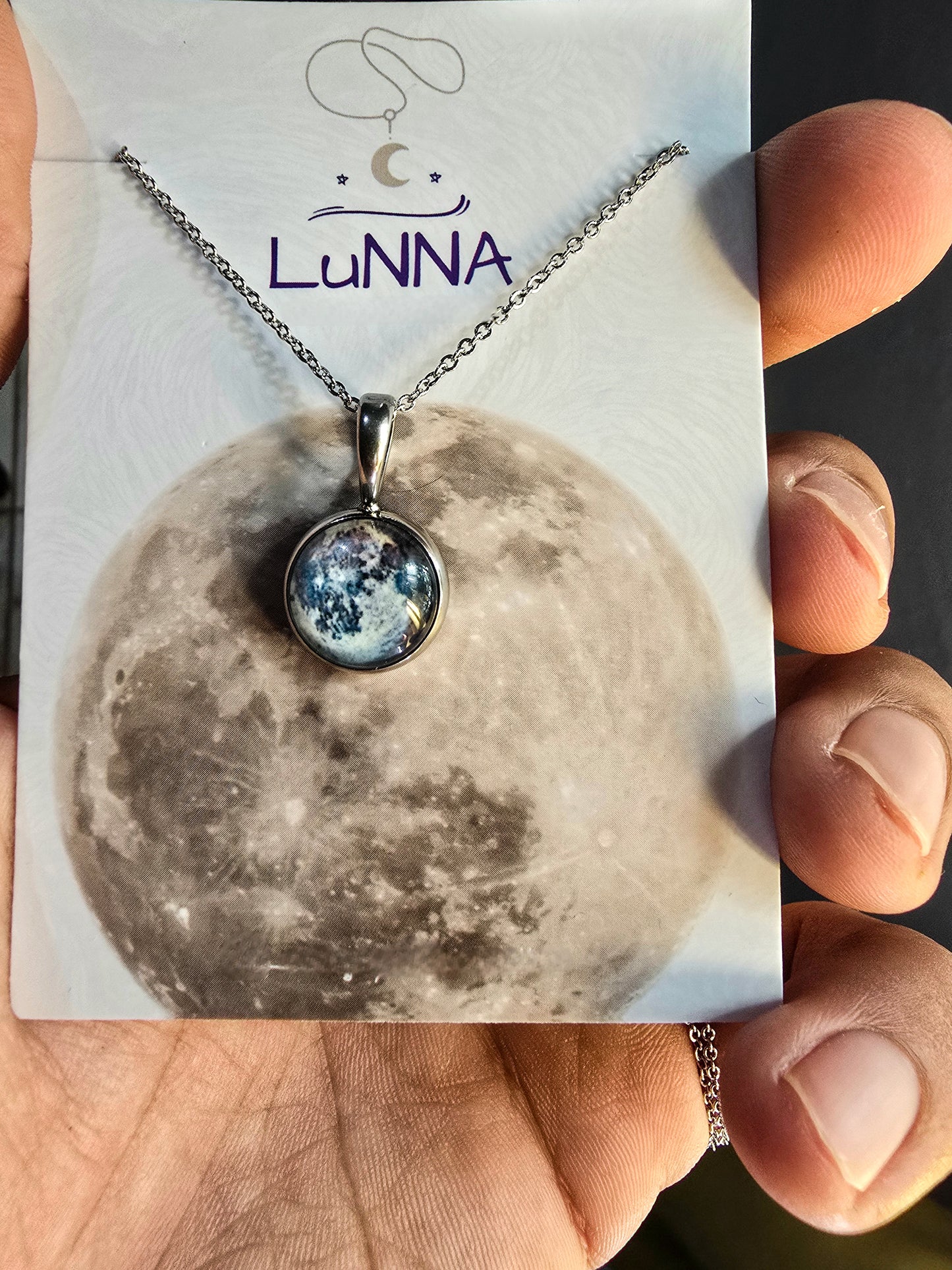Collar de luna mini 14mm Brilla en la oscuridad 🌑🌓~