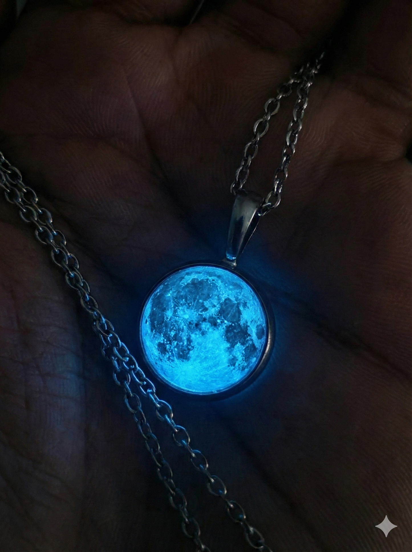 Collar de Luna 18mm - Brilla En Oscuridad - Acero inoxidable calidad 316L