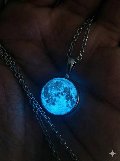 Collar de Luna 18mm - Brilla En Oscuridad - Acero inoxidable calidad 316L