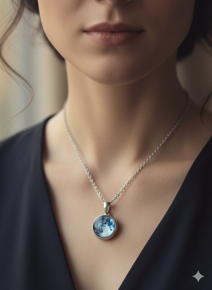 Collar de Luna Doble Cara 16mm Brilla En la Oscuridad Lunna