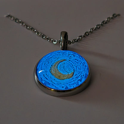 Collar luna de Vangogh 20mm brillo azul
