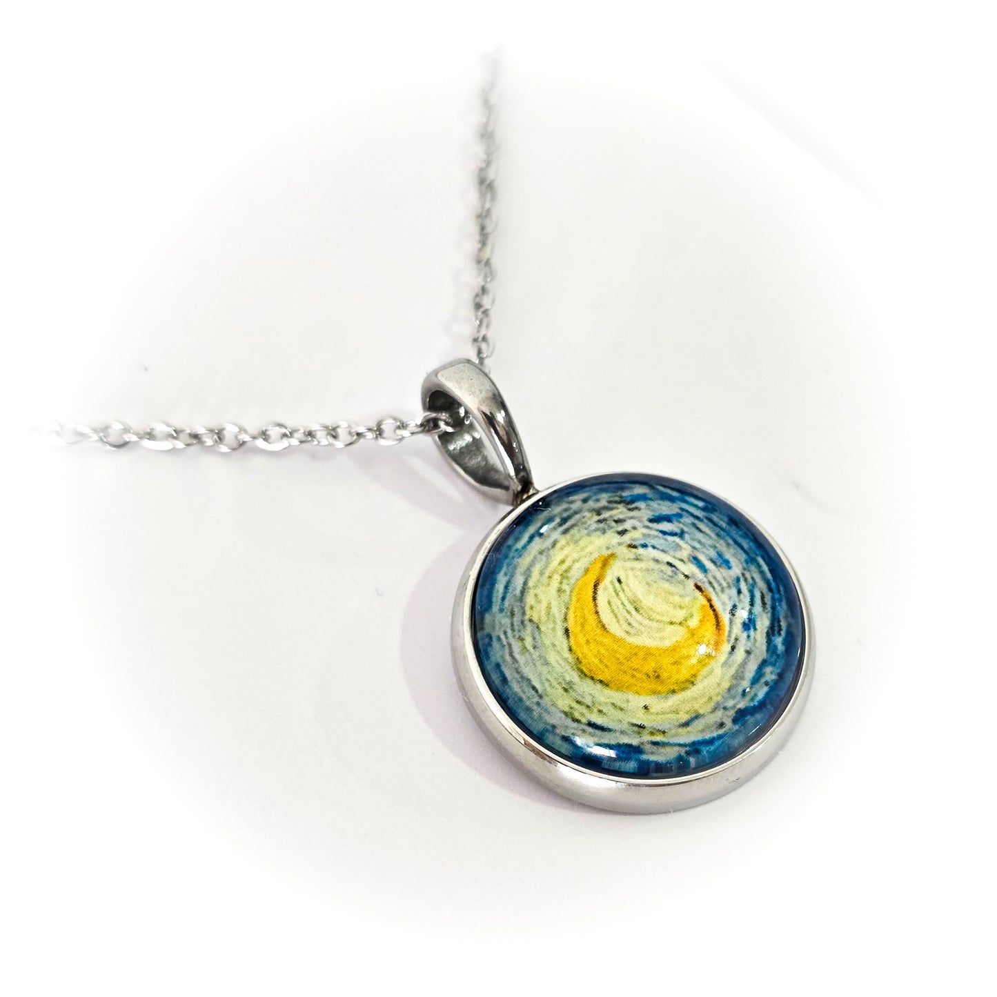 Collar luna de Vangogh 20mm brillo azul