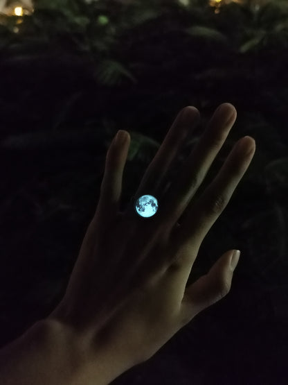 Conjunto Collar y Anillo de Luna - Brilla en la oscuridad