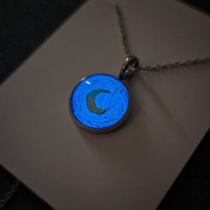 Collar luna de Vangogh 20mm brillo azul