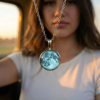 Collar de Luna 18mm - Brilla En Oscuridad - Acero inoxidable calidad 316L