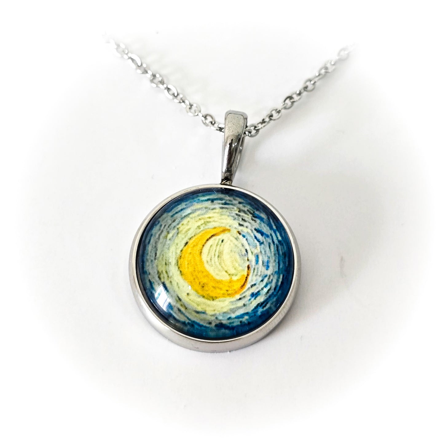Collar luna de Vangogh 20mm brillo azul