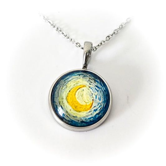 Collar luna de Vangogh 20mm brillo azul
