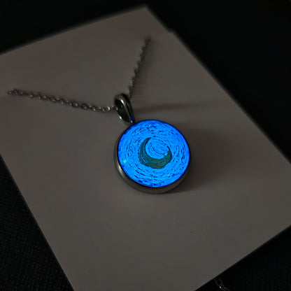 Collar luna de Vangogh 20mm brillo azul