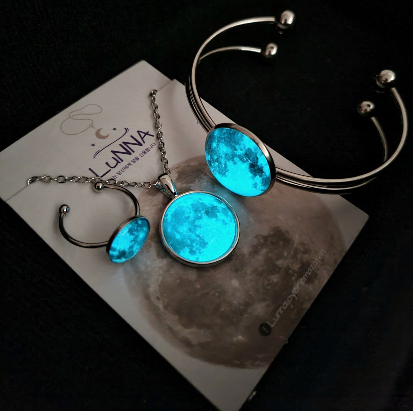 Conjunto: Collar / pulsera / anillo / Luna Brilla En Oscuridad