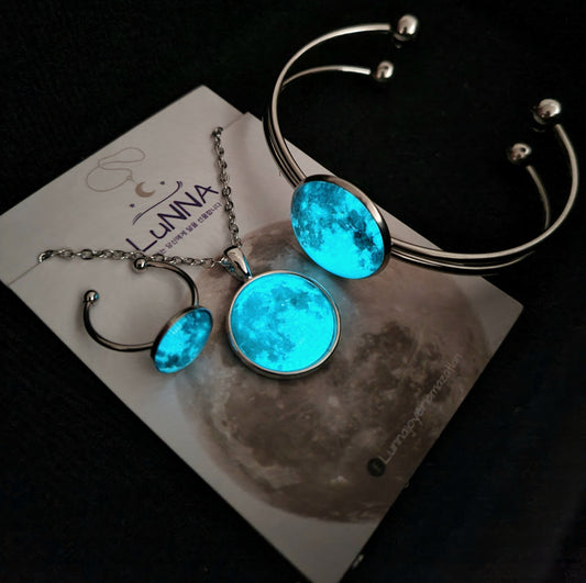 Conjunto: Collar / pulsera / anillo / Luna Brilla En Oscuridad