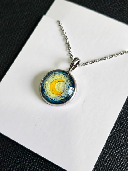 Collar luna de Vangogh 20mm brillo azul